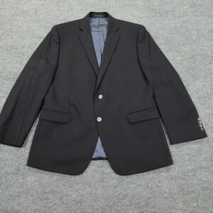 Calvin Klein Blazer Men 42R Black Wool Blend Two Button Suit Jacket Coat Classic